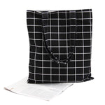 Banabanma Women Student Cotton Linen Fashion Plaid Shoulder Tote Handbag Eco Shopping Large Capacity Canvas Purse Pouch ZK25