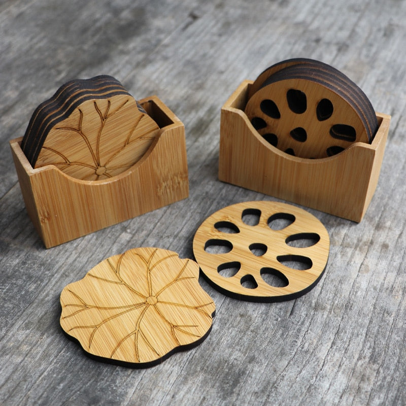Natural bamboo Drink coaster set round Creative Placemat cup mat pad coffee cups  porta copos home decoration saucer Insulation
