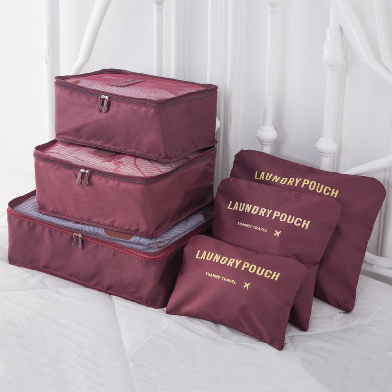 DLYLDQH Brand 6 PCS Travel Storage Bag Set For Clothes Tidy Organizer Pouch Suitcase Home Closet Divider Container Organiser