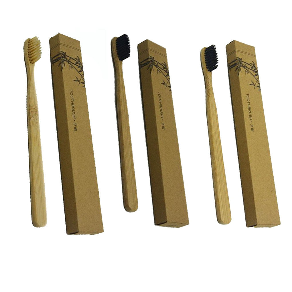 Bamboo Handle Toothbrush Nylon/Sharpen Wire Bristles Toothbrushes for Home Hotel For Adults