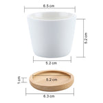 T4U Ceramic Hexagon Succulent maceta bonsai pot Cactus Planter Pots with free Bamboo Tray for Home Decoration