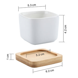 T4U Ceramic Hexagon Succulent maceta bonsai pot Cactus Planter Pots with free Bamboo Tray for Home Decoration