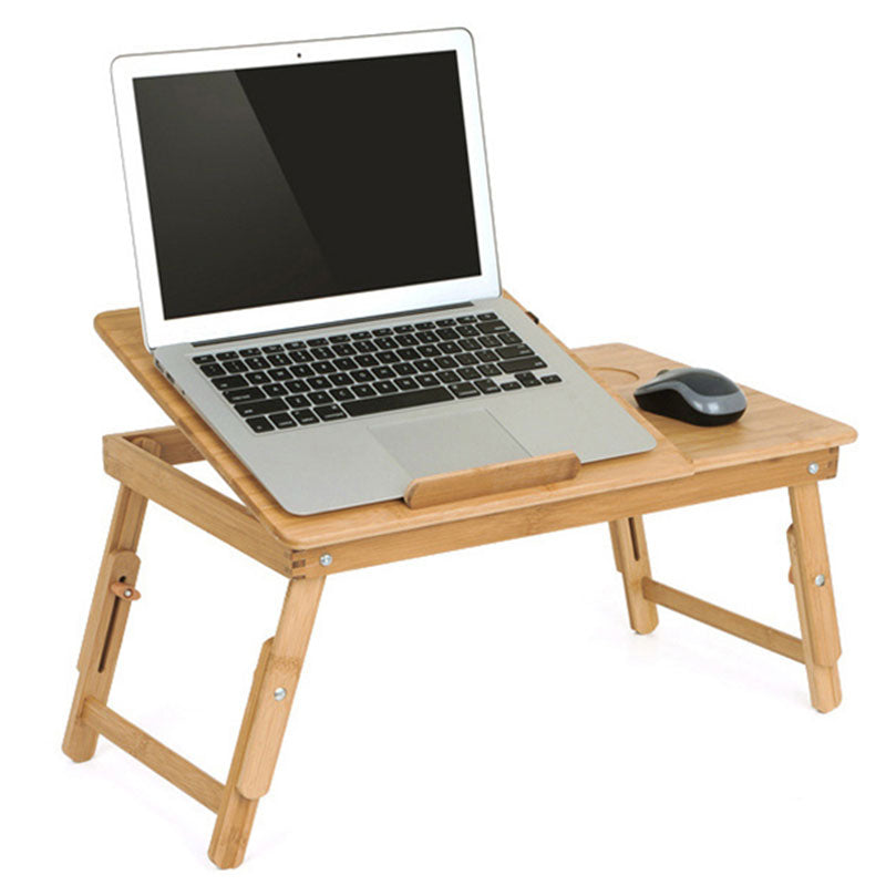 Ergonomics Adjustable Laptop Desk with USB Cooling Fan for Lap Table Bamboo Foldable Breakfast Serving Bed Tray Cozy Yellow