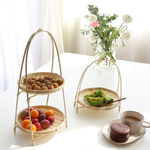 Bamboo Weaving Wicker Baskets Dish Handmade Home Decorate Storage Fruit Bread Food For Kitchen Organizer Panier Osier