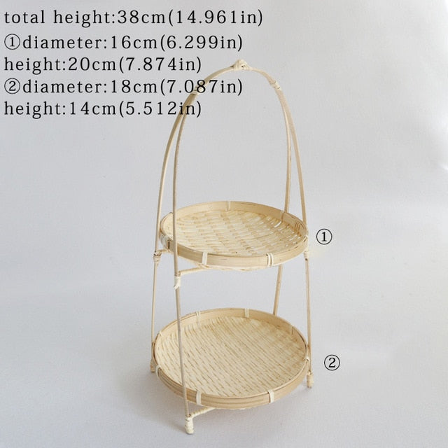 Bamboo Weaving Wicker Baskets Dish Handmade Home Decorate Storage Fruit Bread Food For Kitchen Organizer Panier Osier