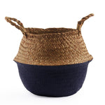 Seagrass Folding Handmade Storage Basket Decorative Rattan Plant Flower Pot Woven Wicker Belly Laundry Basket Home Decor