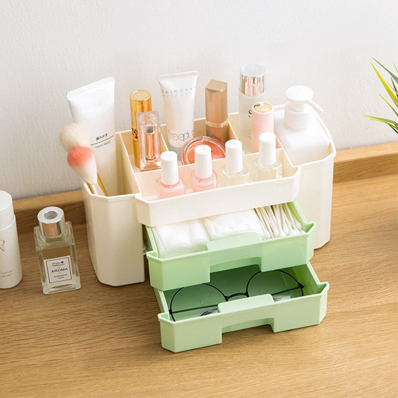 Plastic Makeup Storage Box Cosmetic Organizer Drawer Home Office Desk Storage Case Brush Pen Holder Sundries Object Container