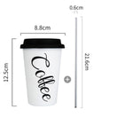 Black White Stainless Steel Silicone Mugs Hand Cup With Straw Lid Cup Sleeve Mug Tea Milk Cups Home Office School Gift 1PCS