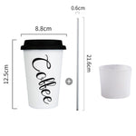 Black White Stainless Steel Silicone Mugs Hand Cup With Straw Lid Cup Sleeve Mug Tea Milk Cups Home Office School Gift 1PCS