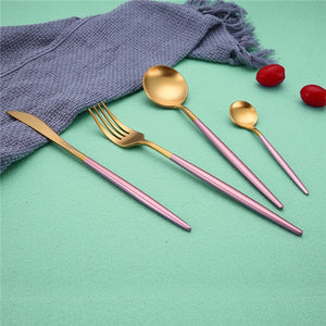 Hot Sale Dinner Set Cutlery Knives Forks Spoons Wester Kitchen Dinnerware Stainless Steel Home Party Tableware Set