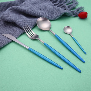Hot Sale Dinner Set Cutlery Knives Forks Spoons Wester Kitchen Dinnerware Stainless Steel Home Party Tableware Set