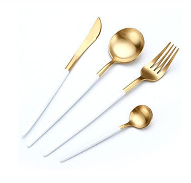 Hot Sale Dinner Set Cutlery Knives Forks Spoons Wester Kitchen Dinnerware Stainless Steel Home Party Tableware Set