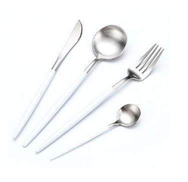 Hot Sale Dinner Set Cutlery Knives Forks Spoons Wester Kitchen Dinnerware Stainless Steel Home Party Tableware Set