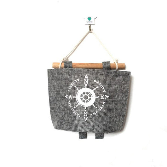 1pcs Navy Style Cotton Linen Storage Bag Creative Wardrobe Hang Bag Wall Pouch Cosmetic Toys Organize Pockets Home Storage Bag