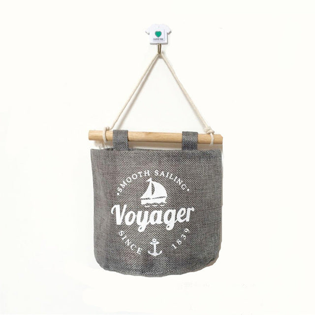 1pcs Navy Style Cotton Linen Storage Bag Creative Wardrobe Hang Bag Wall Pouch Cosmetic Toys Organize Pockets Home Storage Bag