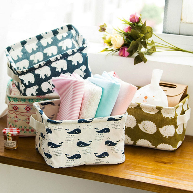 Foldable Storage Basket Storage Bin Closet Toy Box Container Organizer Fabric Basket Home Desktop Storage Baskets Bags